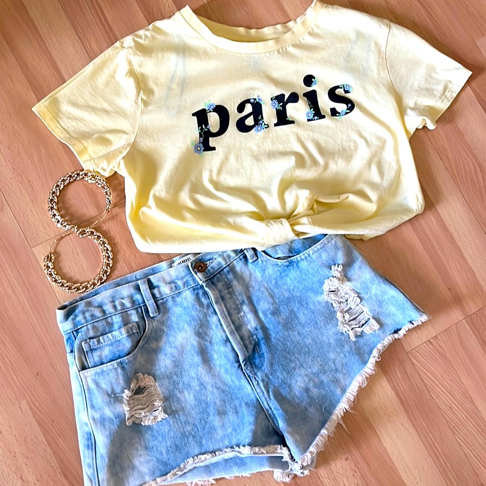 Distressed Blue Jean Shorts
